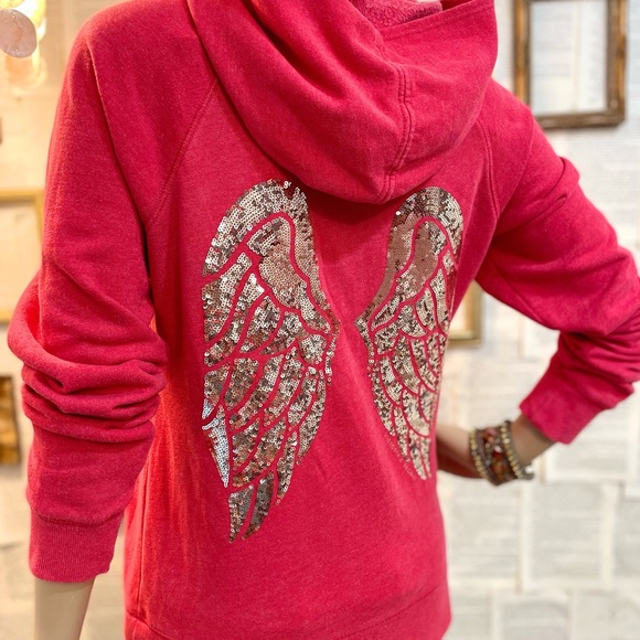 💗Victoria's Secret💗 Bling Angel Wing Hoodie sz M - Picture 3 of 14